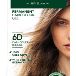 Herbatint kestoväri valkovihreässä pahvipakkauksessa sävyssä 6D eli tumma kullanvaalea.