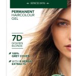 Herbatint kestoväri valkovihreässä pahvipakkauksessa sävyssä 7D eli kullanvaalea.