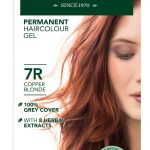 Herbatint kestoväri valkovihreässä pahvipakkauksessa sävyssä 7R eli vaalea kupari.