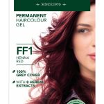 Herbatint kestoväri valkovihreässä pahvipakkauksessa sävyssä FF1 eli hennanpunainen.